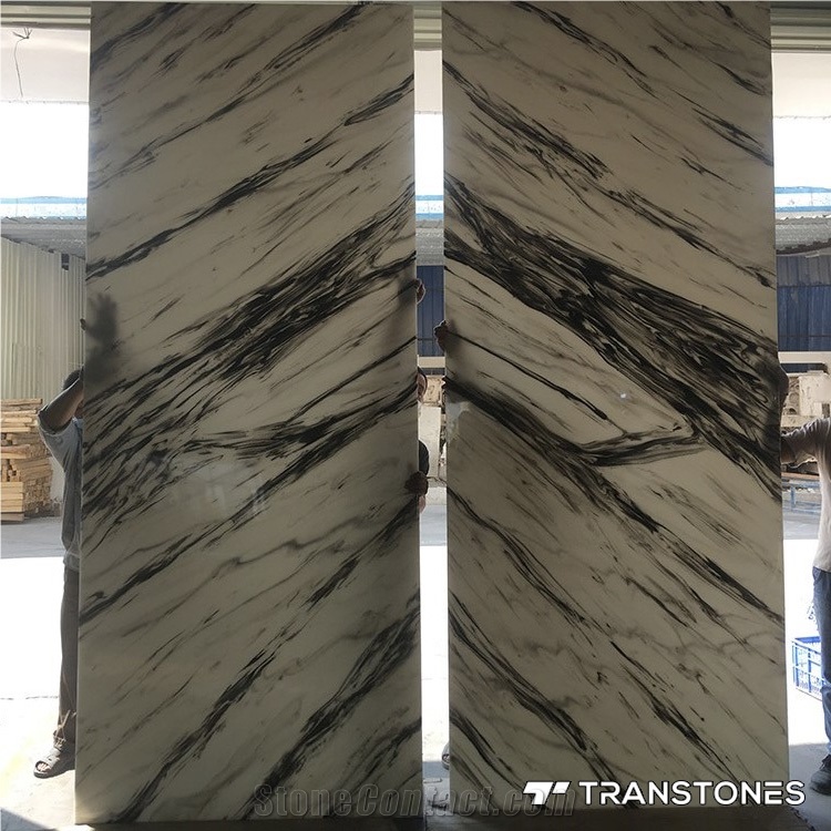 Translucent Book-Matched L Faux Alabaster Wall