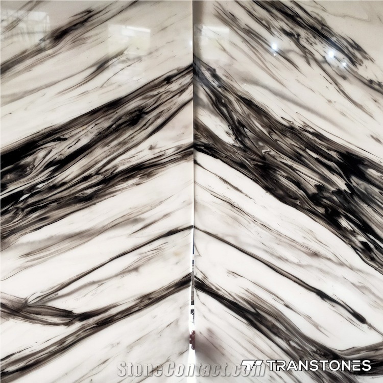 Translucent Book-Matched L Faux Alabaster Wall