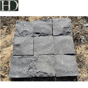 China Black Basalt Cobble Stone Cube Natural Split