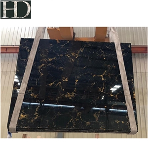 Chinese Portro Black and Golden Marble Polish Slab