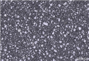 Grey Terrazzo Tile with White Quartz Chips Floor