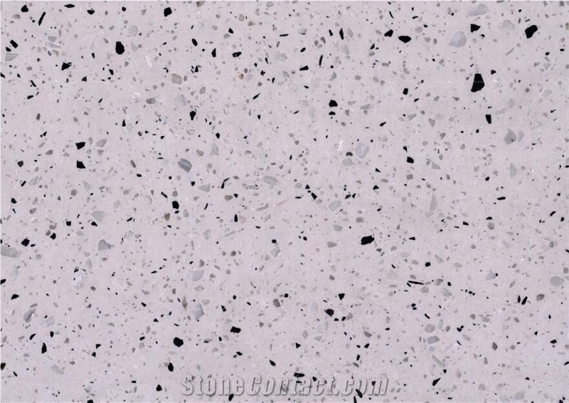 Honed Sesame White Terrazzo Tile Floor Pattern