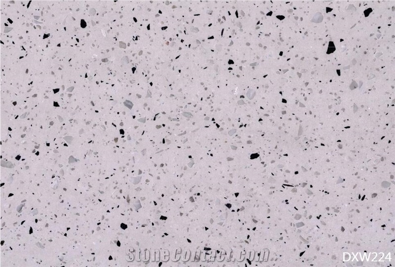 Honed Sesame White Terrazzo Tile Floor Pattern
