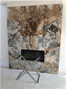 Silver Onyx Fireplace Design
