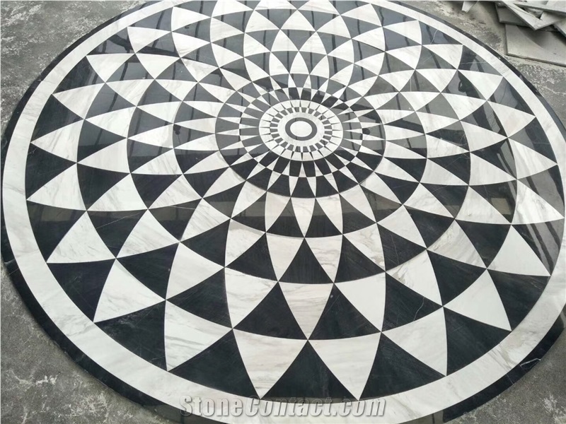 China Natural Stone Marble Round Medallion Tile