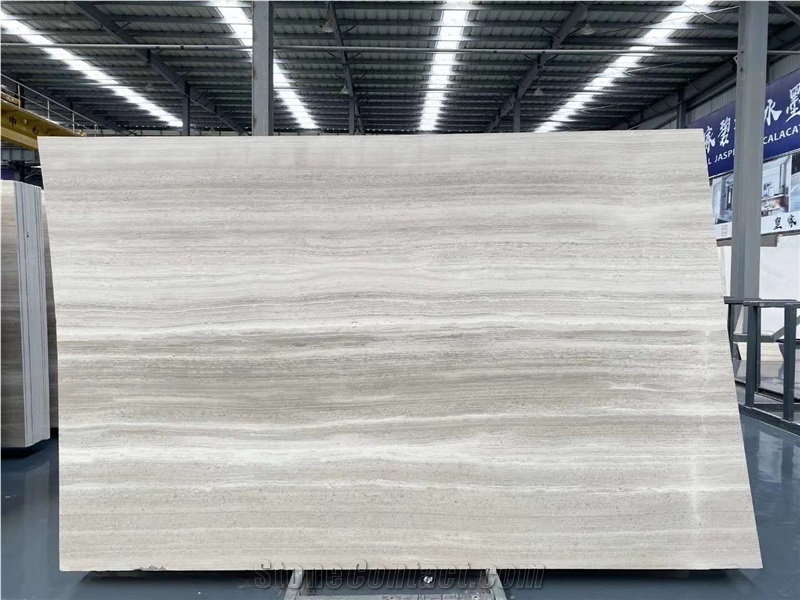 China Semi White Wooden Grain Marble Good Slabs