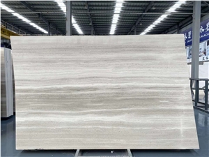 China Semi White Wooden Grain Marble Good Slabs