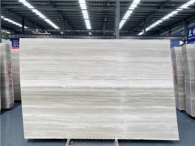 China Semi White Wooden Grain Marble Good Slabs