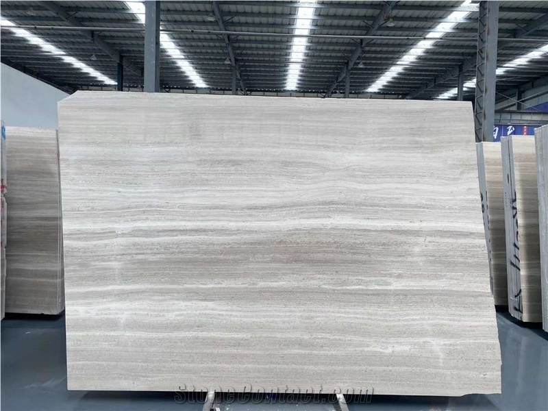 China Semi White Wooden Grain Marble Good Slabs