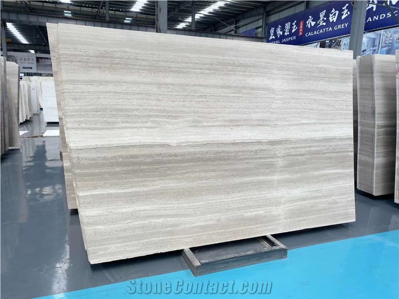 China Semi White Wooden Grain Marble Good Slabs