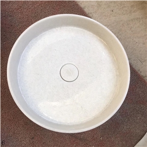 Crystal White Stone Bathroom Round Sink