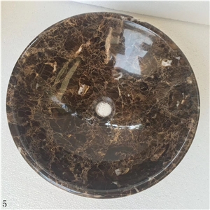 Dark Emperador Marble Brown Round Basins