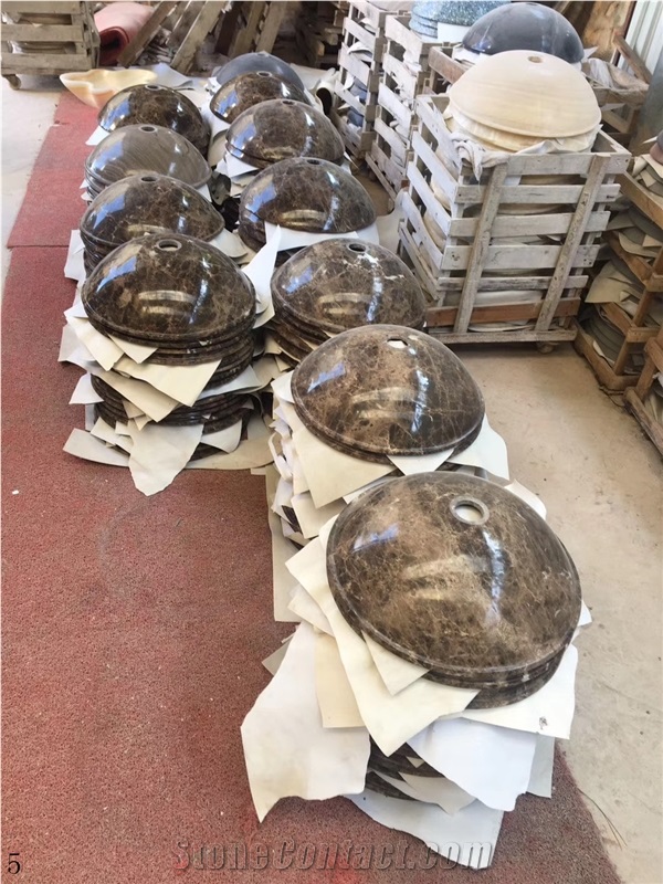 Dark Emperador Marble Brown Round Basins