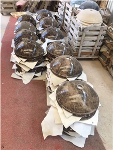 Dark Emperador Marble Brown Round Basins
