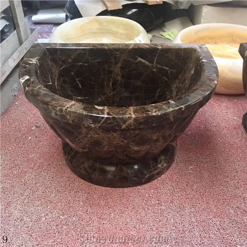 Dark Emperador Marble Square Brown Wash Basins