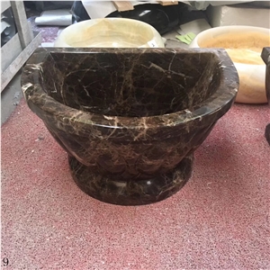 Dark Emperador Marble Square Brown Wash Basins