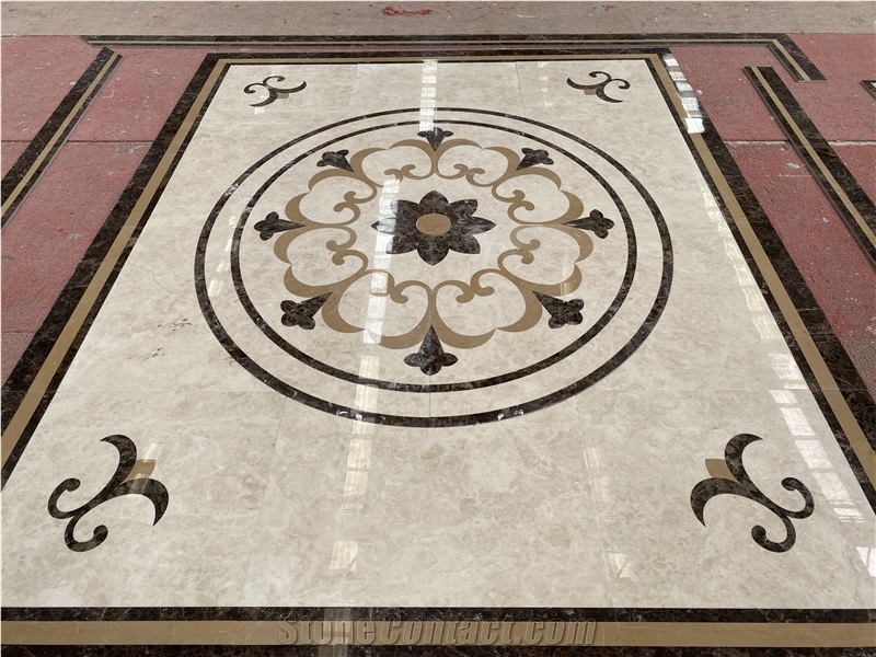 Drawing Room Square Waterjet Medallion Stone Tiles