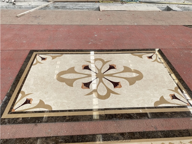 Drawing Room Square Waterjet Medallion Stone Tiles