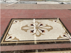 Drawing Room Square Waterjet Medallion Stone Tiles