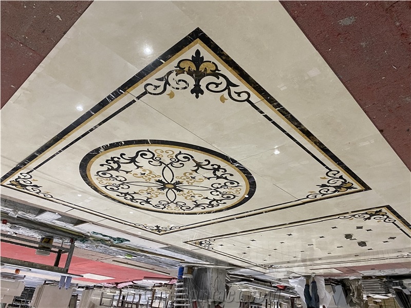 Drawing Room Square Waterjet Medallion Stone Tiles