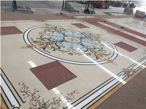 Hotel Hall Marble Square Floor Medallions Paving