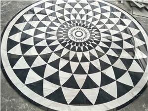 Marble Inlayed Mosaic Medallions Waterjet Floor Rosettes