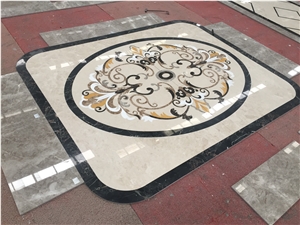 Marble Round Rosettes Waterjet Medallions Tile