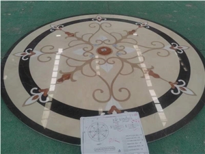 Marble Round Rosettes Waterjet Medallions Tile