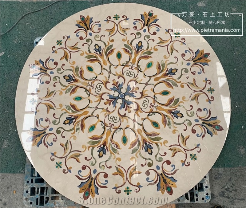 Mosaic Round Beige Marble Medallions Flooring Tile