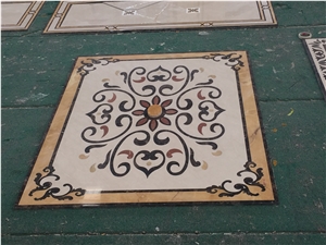 Natural Marble Waterjet Cut Medallion Tile Floor