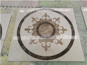 Natural Stone Entrance White Waterjet Medallion