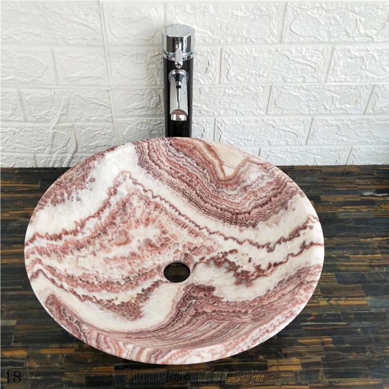 Rojo Red Dragon Jade Onyx Hotel Round Basins