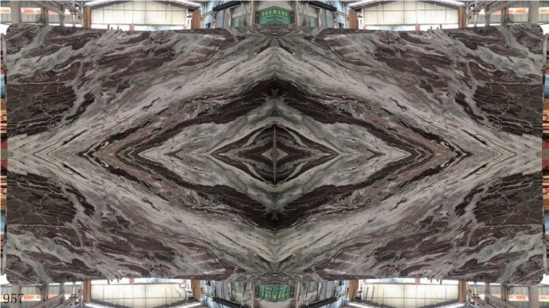 Royal Violet Brown Marble Book Match Slabs