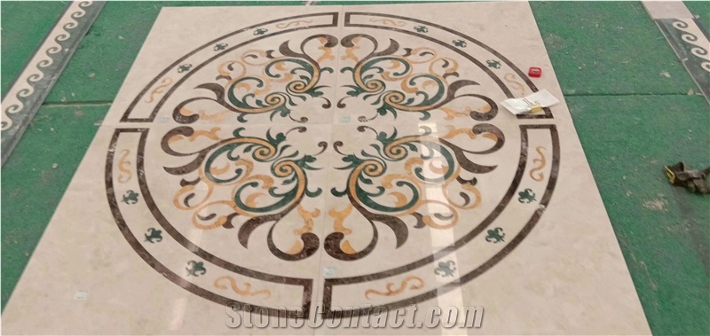 Waterjet Cut Medallion Round Square Tile Floor