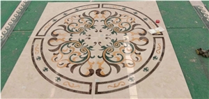 Waterjet Cut Medallion Round Square Tile Floor