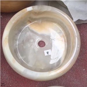 White Onyx Single Balcony Wash Basin Stone Sink