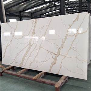 Gold Calacatta White Quartz for Kichen Countertop
