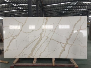 Gold Calacatta White Quartz for Kichen Countertop