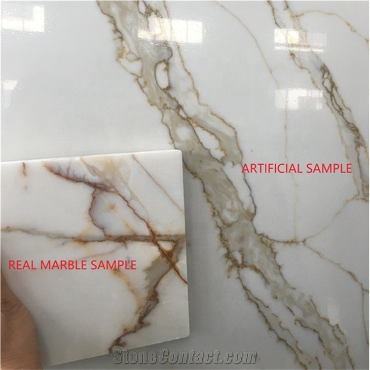 Gold Calacatta White Quartz for Kichen Countertop