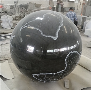 Absolute Black Granite Stone Floating Map Ball, Floating Ball Fountain