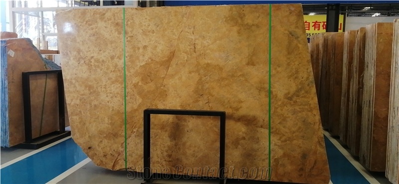 China Golden Cassia Marble Slabs 18mm Thk Polished