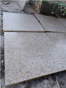 Stocked Bush Hammered Rustic Yellow Granite Tiles