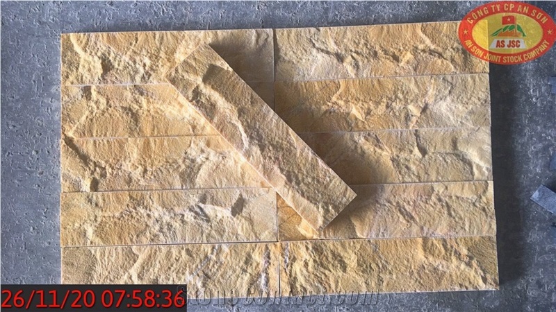 Split Face Yellow Marble Wall Panels
