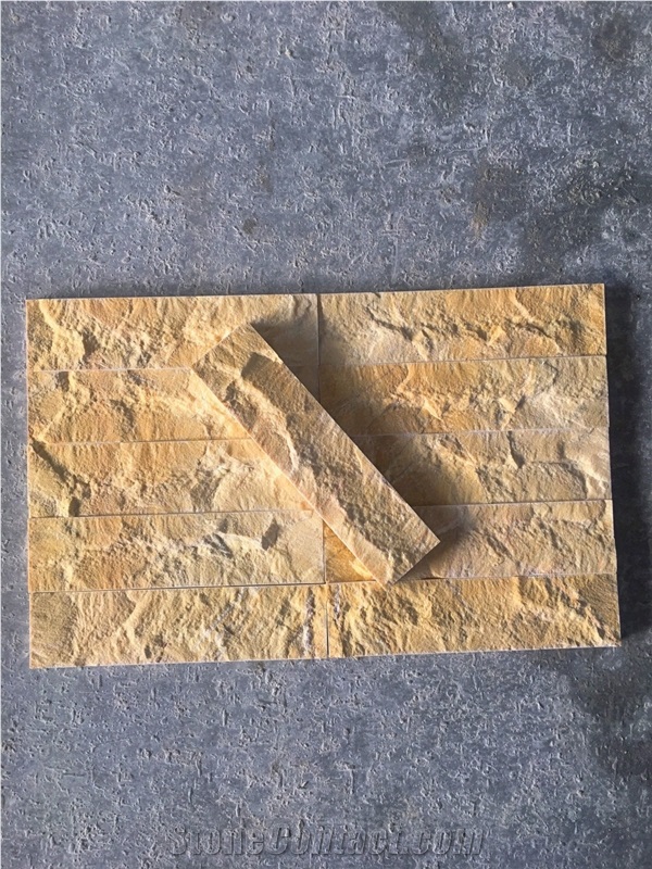 Split Face Yellow Marble Wall Panels