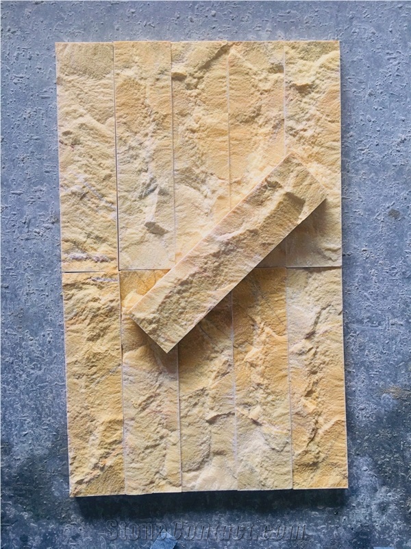 Split Face Yellow Marble Wall Panels