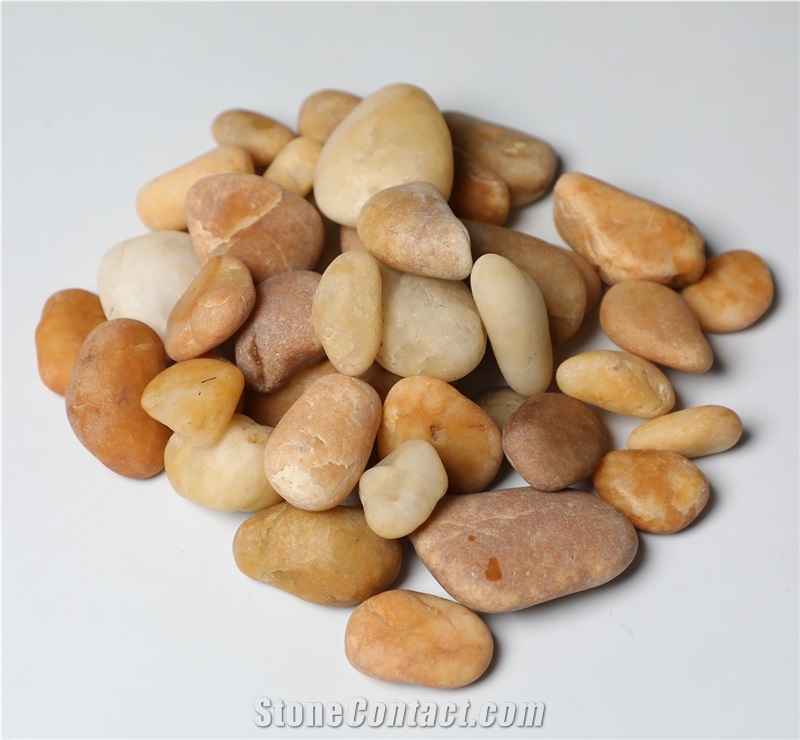 Natural Marble Stone Pebbles Yellow Different Size