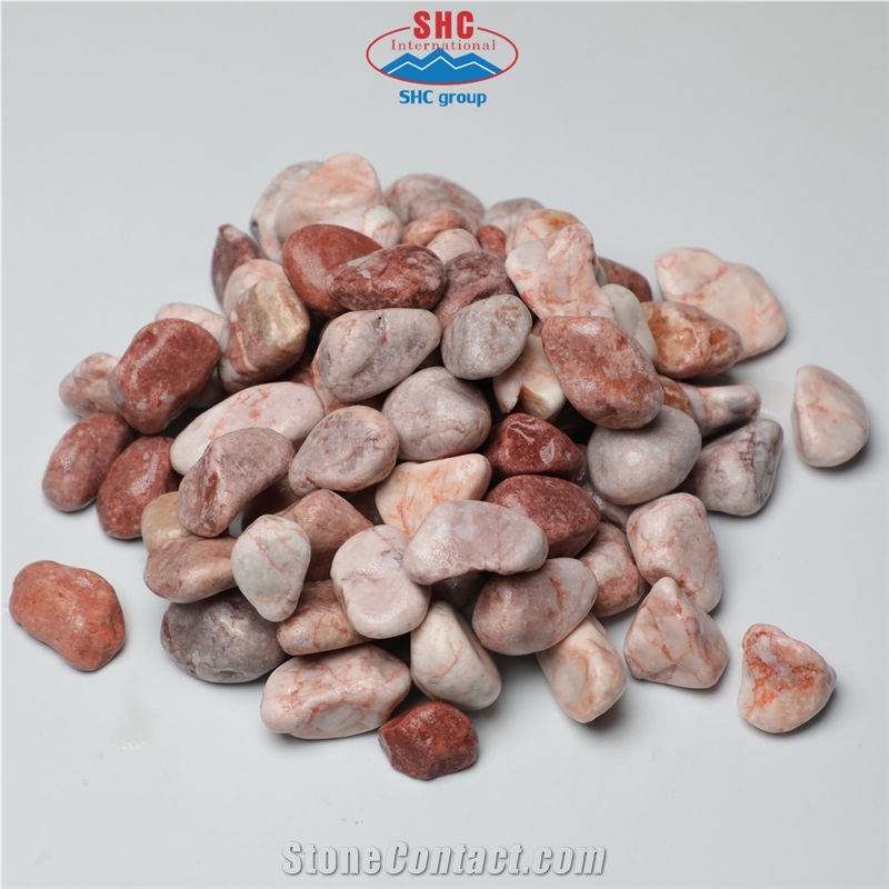 Natural Pink Color Tumbled Pebbles Stone