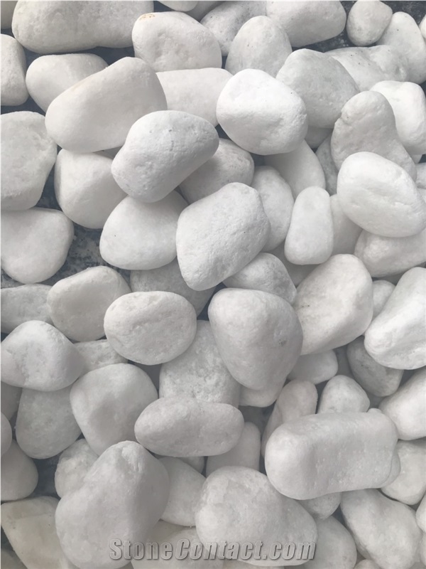 Pebble Stone Snow White Marble Tumbled for Decor