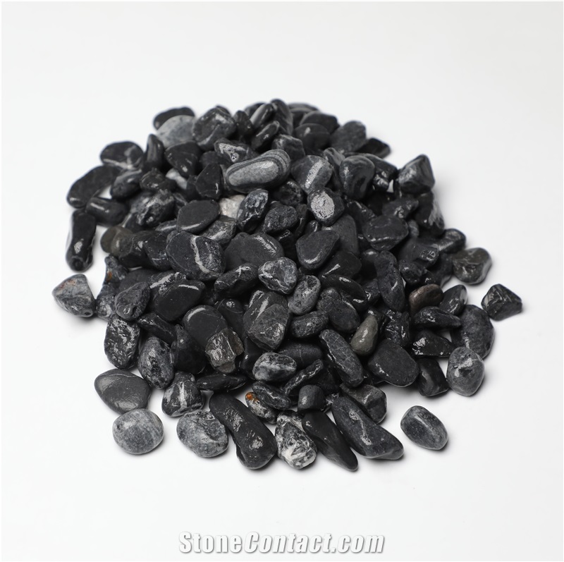 Round Rocks Black Marble Pebble Stone for Decor