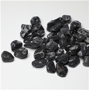 Round Rocks Black Marble Pebble Stone for Decor